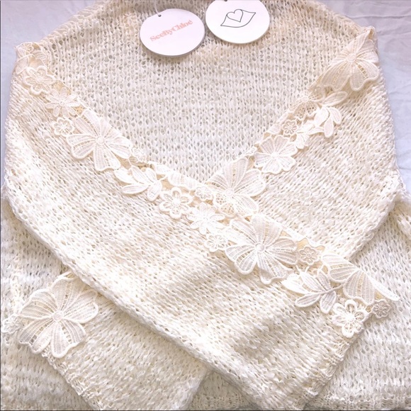See By Chloe Cream Lace Sweater XS NWT - Picture 1 of 6